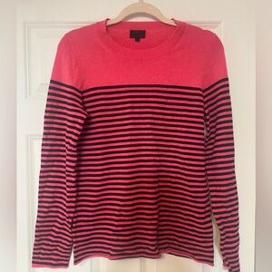 J. Crew hot pink and black striped top. Cashmere size medium.